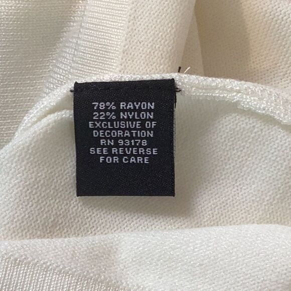 PREMISE SLEEVELESS SWEATER TOP BLOUSE RHINESTONE EMBELLISHED NECK LARGE CREAM - Picture 6 of 8